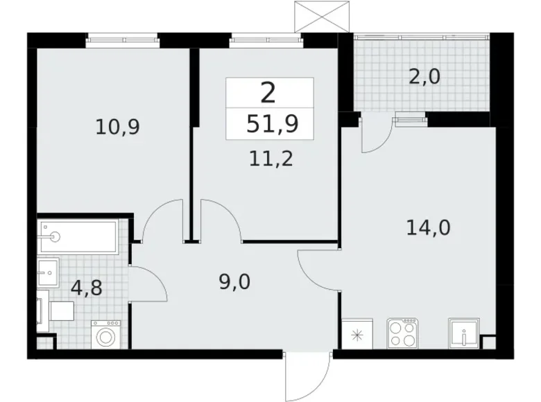 Mieszkanie 2 pokoi 52 m² Krasnoye Selo, Rosja