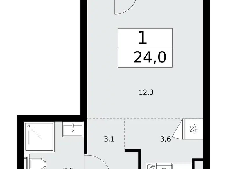Wohnung 1 zimmer 24 m² Troizk, Russland