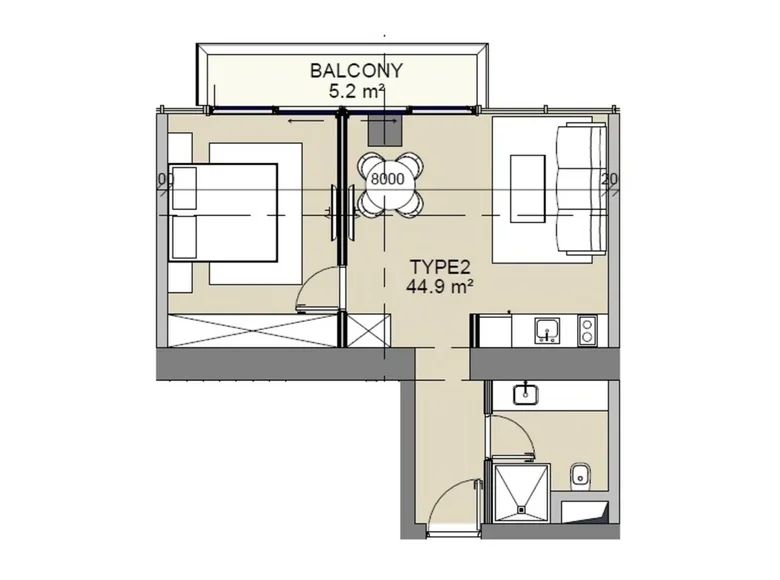 Mieszkanie 2 pokoi 55 m² Batumi, Gruzja