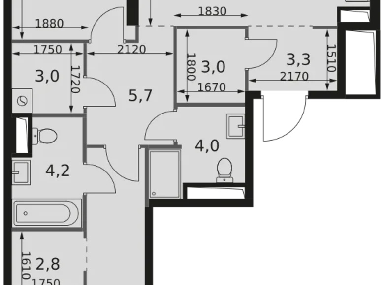 Квартира 3 комнаты 82 м² Москва, Россия