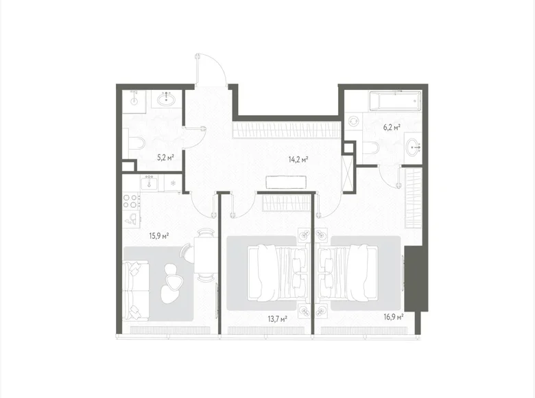Квартира 2 комнаты 72 м² Россия, Россия