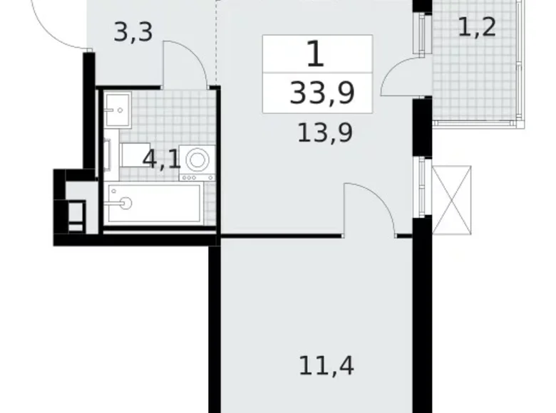 Квартира 1 комната 34 м² Красное Село, Россия