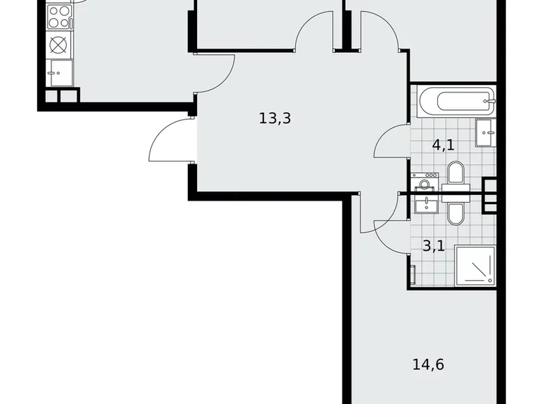 3 room apartment 74 m² Troitsk, Russia