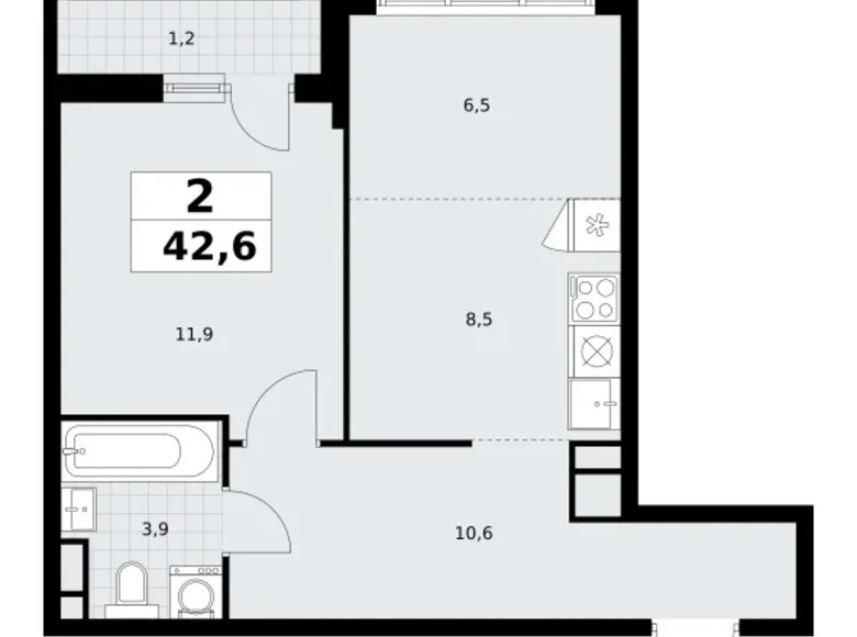 Apartamento 2 habitaciones 43 m² Vnukovo, Rusia