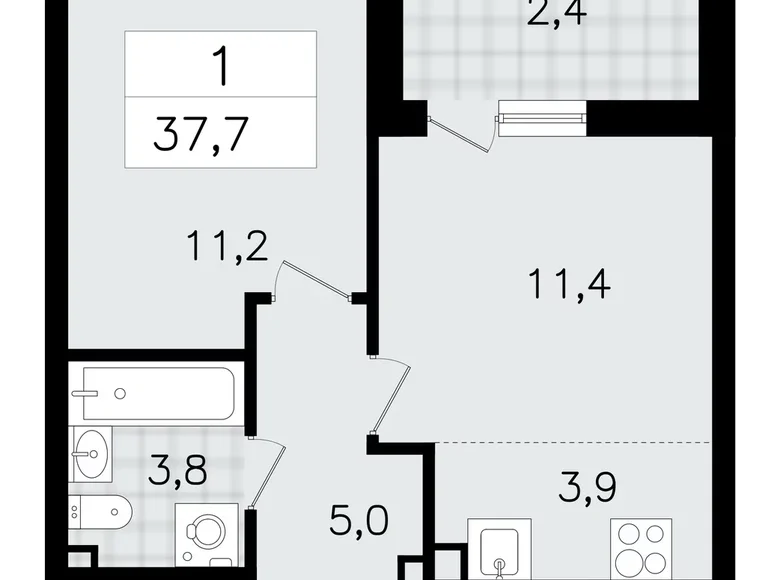 Mieszkanie 2 pokoi 38 m² Vsevolozhsk, Rosja