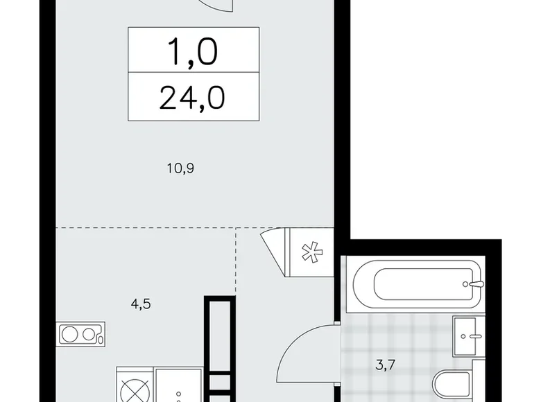 Mieszkanie 1 pokój 24 m² Kommunarka, Rosja