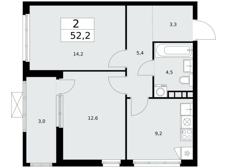 Квартира 2 комнаты 52 м² район Коммунарка, Россия