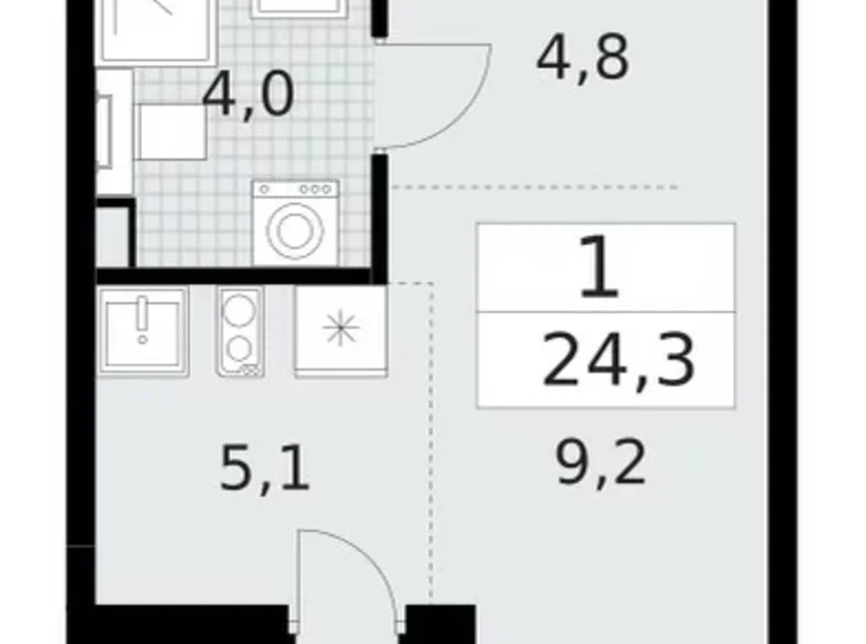 1 room apartment 24 m² Krasnoye Selo, Russia