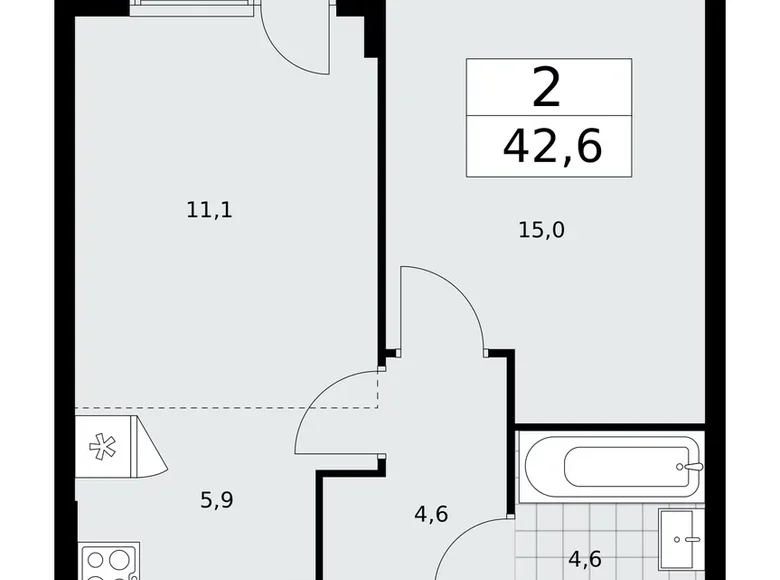 Mieszkanie 2 pokoi 43 m² Kommunarka, Rosja