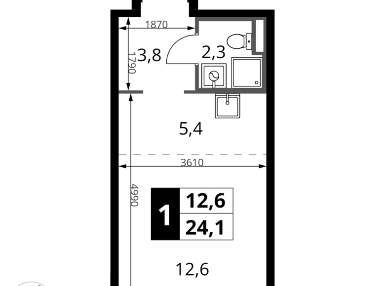 Studio 1 zimmer 24 m² Sapronovo, Russland