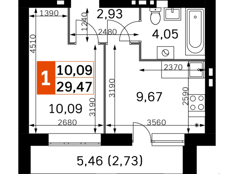 Wohnung 1 zimmer 29 m² Rajon Odinzowo, Russland