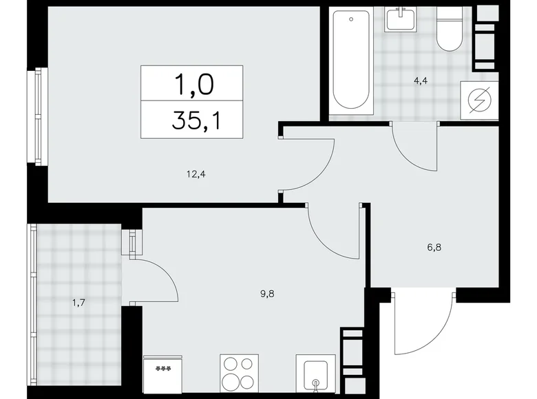 Wohnung 1 zimmer 35 m² Krasnoje Selo, Russland