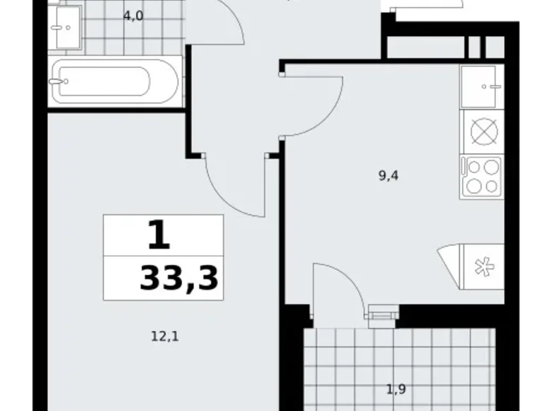 Appartement 1 chambre 33 m² Kommunarka, Russie
