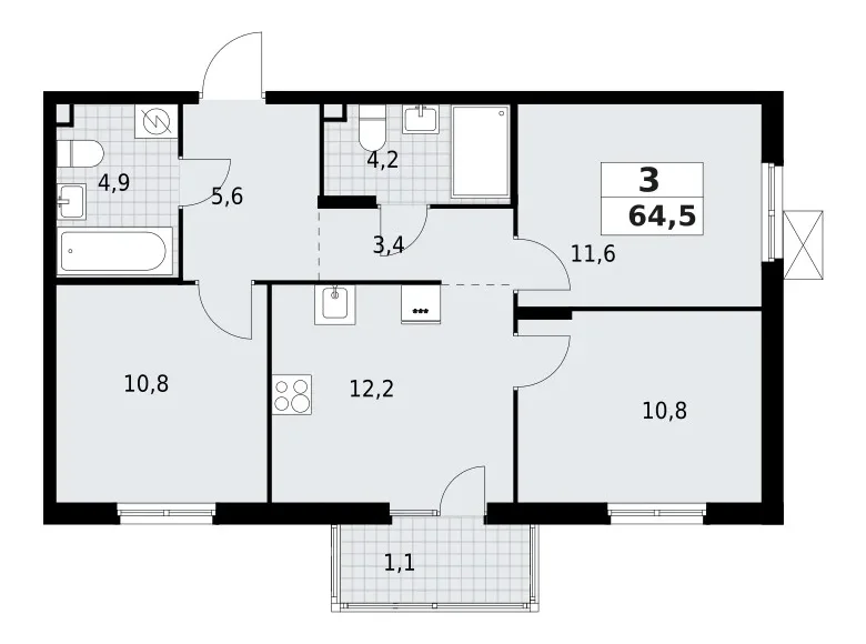 Wohnung 3 zimmer 65 m² Krasnoje Selo, Russland