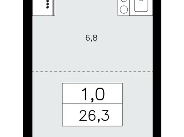 1 room apartment 26 m² Krasnoye Selo, Russia
