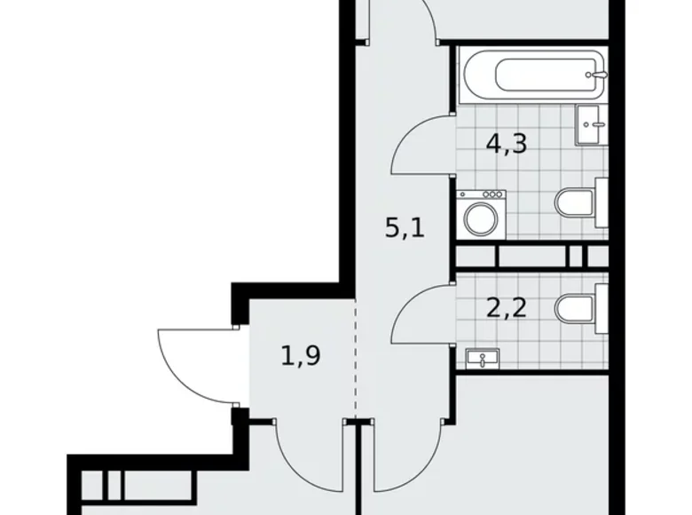 Apartamento 2 habitaciones 51 m² Kommunarka, Rusia