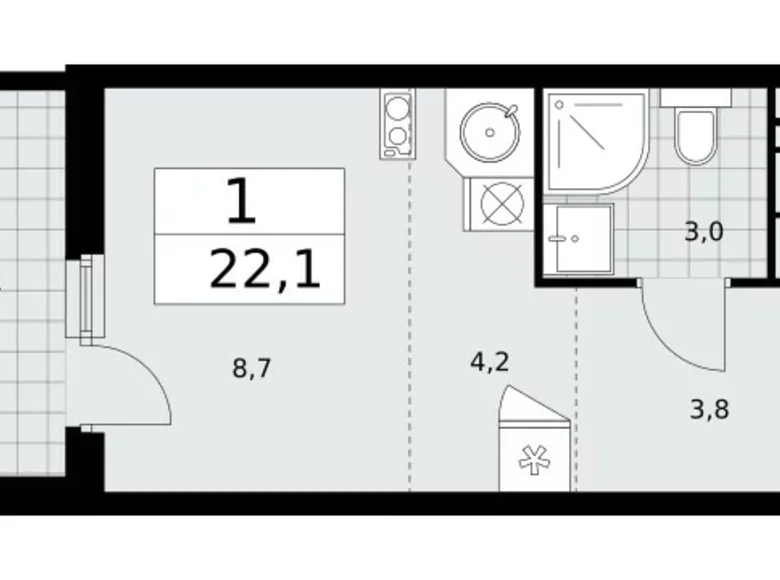 Wohnung 1 zimmer 22 m² Kommunarka, Russland
