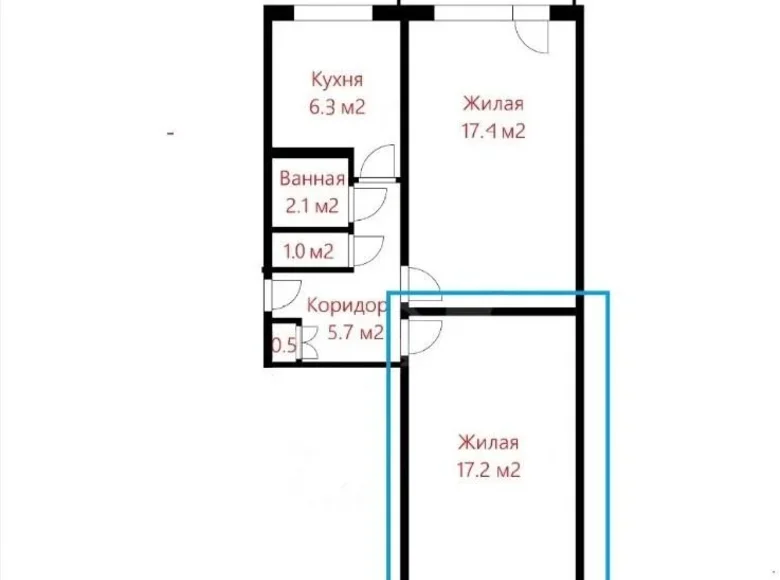 2 room apartment 51 m² Minsk, Belarus