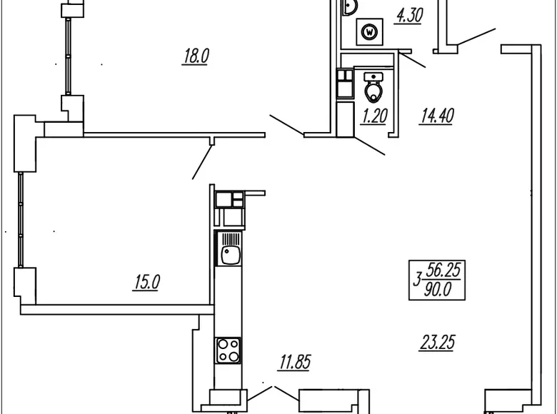 Mieszkanie 3 pokoi 90 m² Mińsk, Białoruś