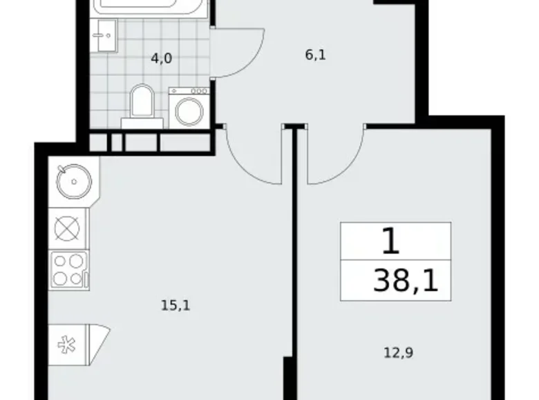 Appartement 1 chambre 38 m² Kommunarka, Russie