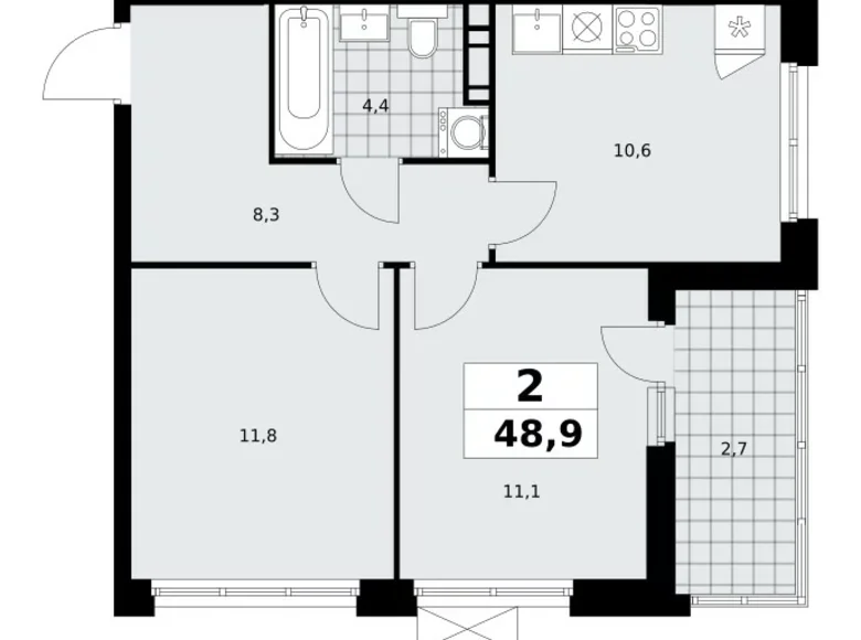 Apartamento 2 habitaciones 49 m² Kommunarka, Rusia