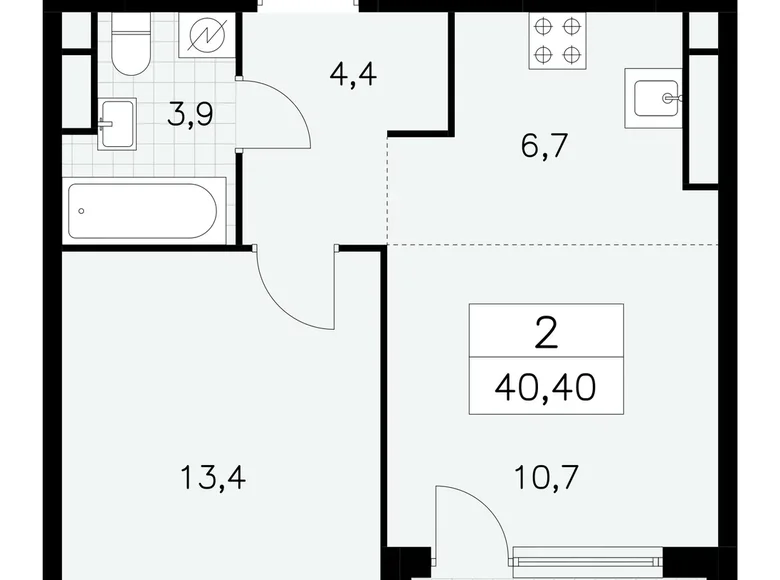 Appartement 2 chambres 40 m² Moscou, Russie