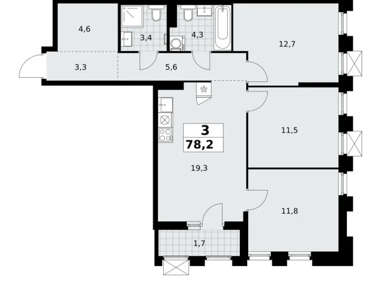 Apartamento 3 habitaciones 78 m² Troitsk, Rusia