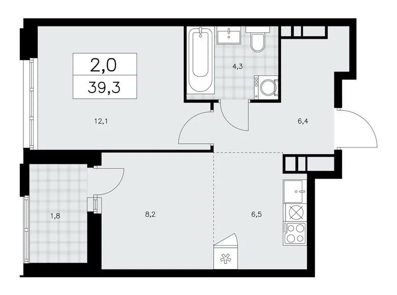 Mieszkanie 2 pokoi 39 m² Kommunarka, Rosja
