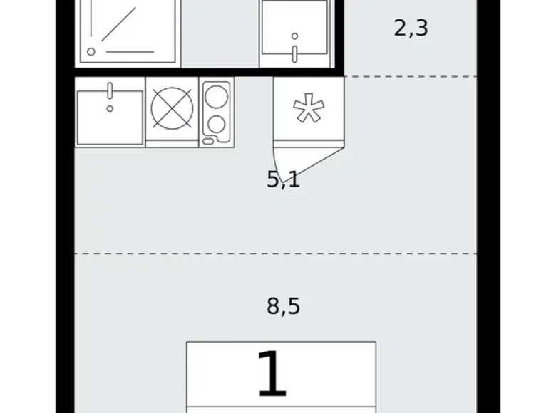 Appartement 1 chambre 21 m² Troïtsk, Russie