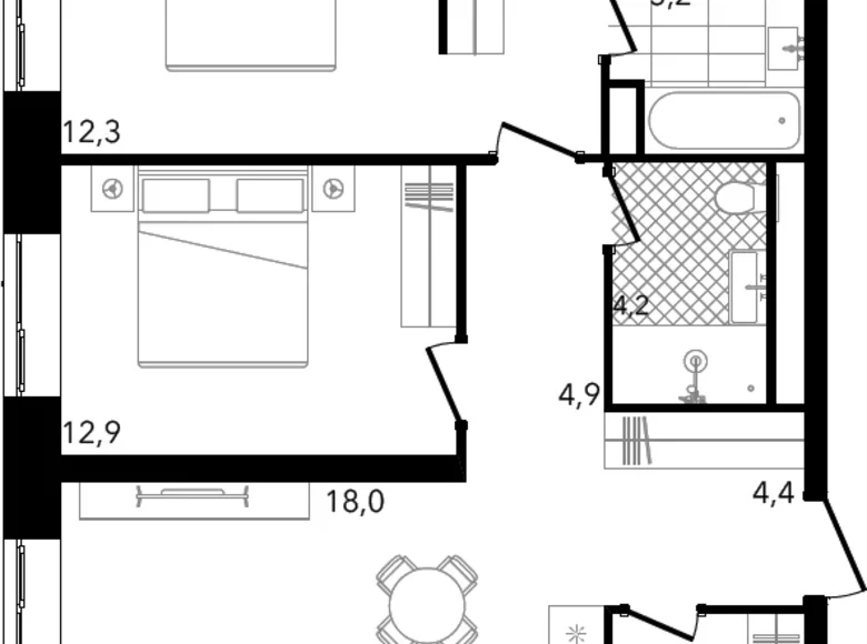 Apartamento 2 habitaciones 70 m² Moscú, Rusia