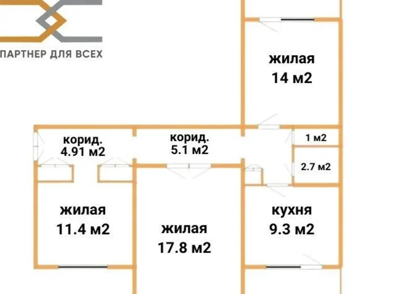 3 room apartment 72 m² Fanipal, Belarus