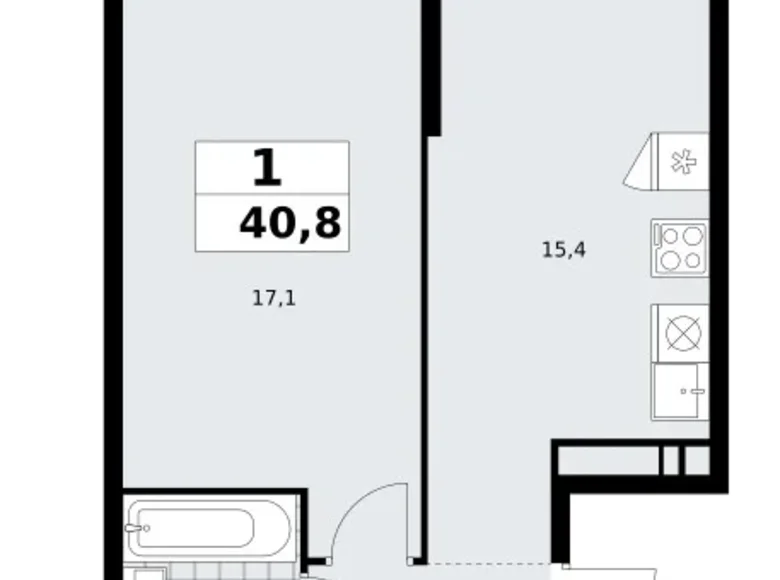 1 room apartment 41 m² Kommunarka, Russia