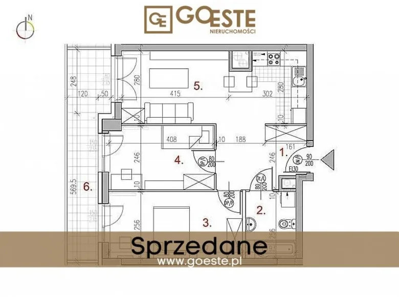 Mieszkanie 3 pokoi  Smolice, Polska