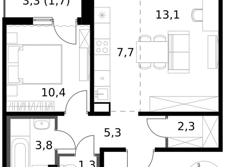 Apartamento 2 habitaciones 46 m² Leninsky District, Rusia