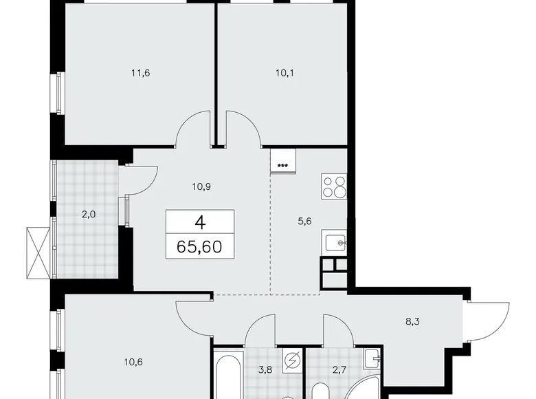 Mieszkanie 4 pokoi 66 m² Kommunarka, Rosja