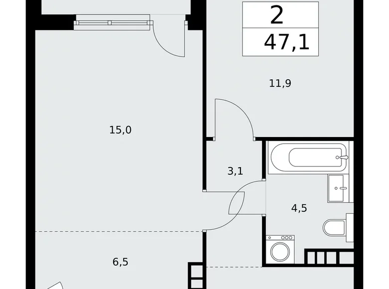 Mieszkanie 2 pokoi 47 m² Kommunarka, Rosja