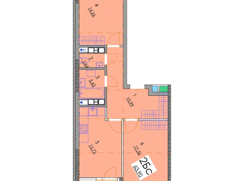 Квартира 2 комнаты 64 м² Минск, Беларусь