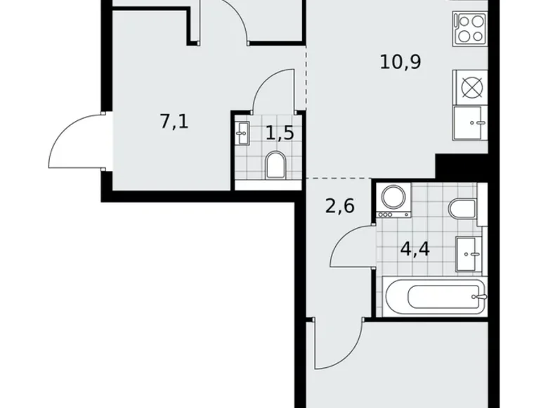 3 room apartment 59 m² Kommunarka, Russia