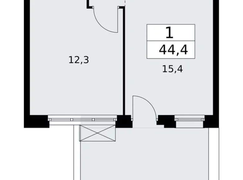 1 room apartment 44 m² Kommunarka, Russia