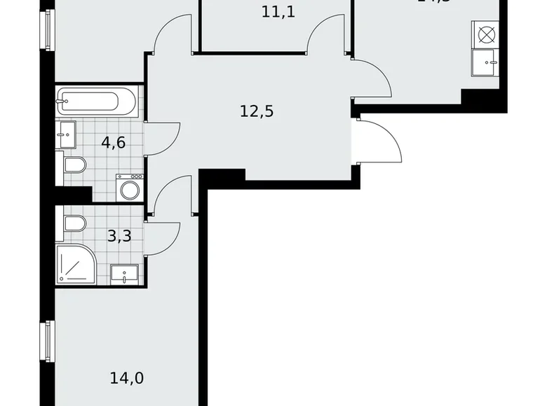 Mieszkanie 3 pokoi 73 m² Kommunarka, Rosja