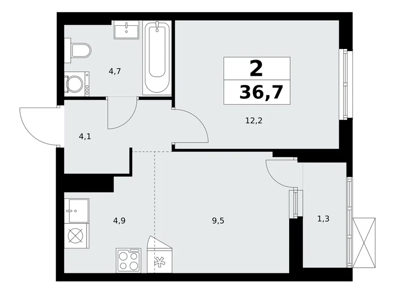 Apartamento 2 habitaciones 37 m² Kommunarka, Rusia