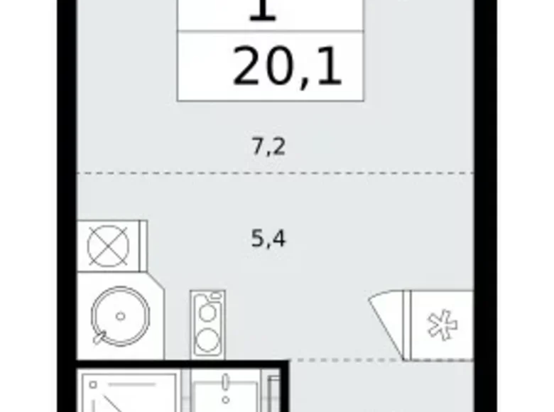 Appartement 1 chambre 20 m² Kommunarka, Russie