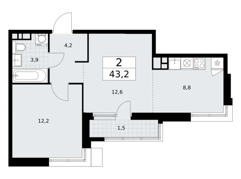 Apartamento 2 habitaciones 43 m² Vnukovo, Rusia