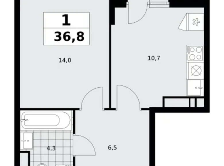 Wohnung 1 zimmer 37 m² Kommunarka, Russland