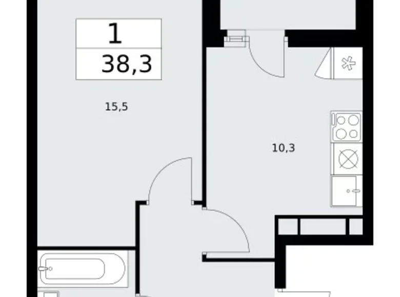 Mieszkanie 1 pokój 38 m² Kommunarka, Rosja
