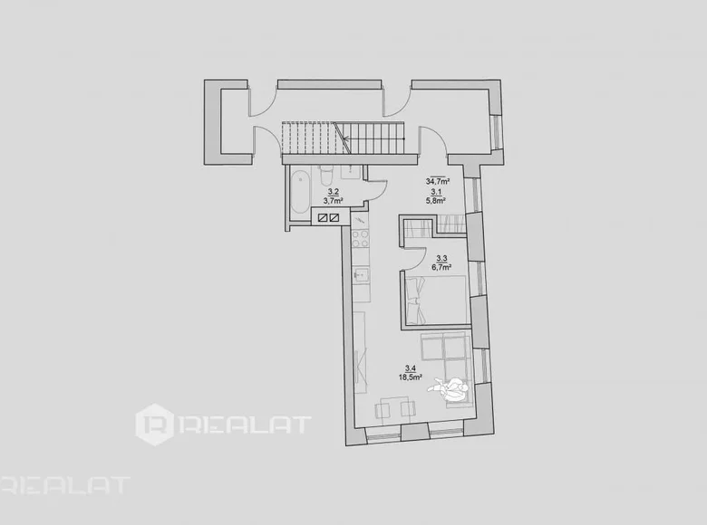 Wohnung 2 zimmer 35 m² Riga, Lettland