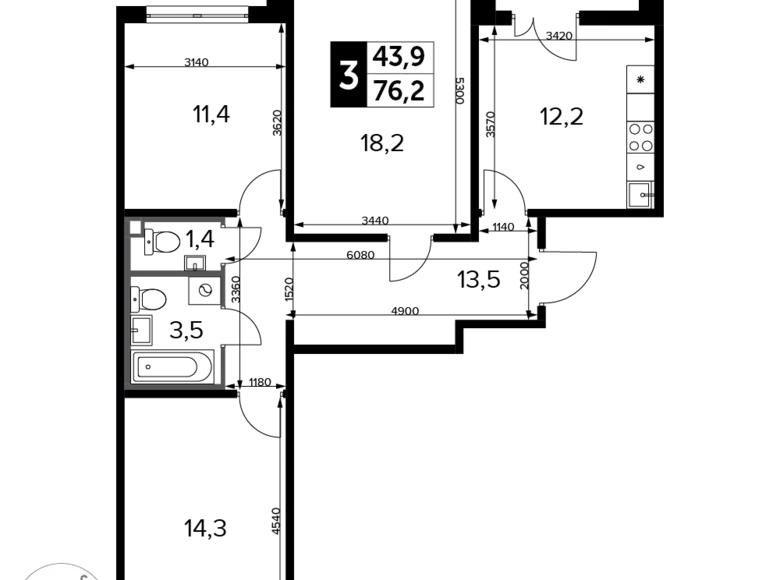 Wohnung 3 zimmer 76 m² Moskau, Russland