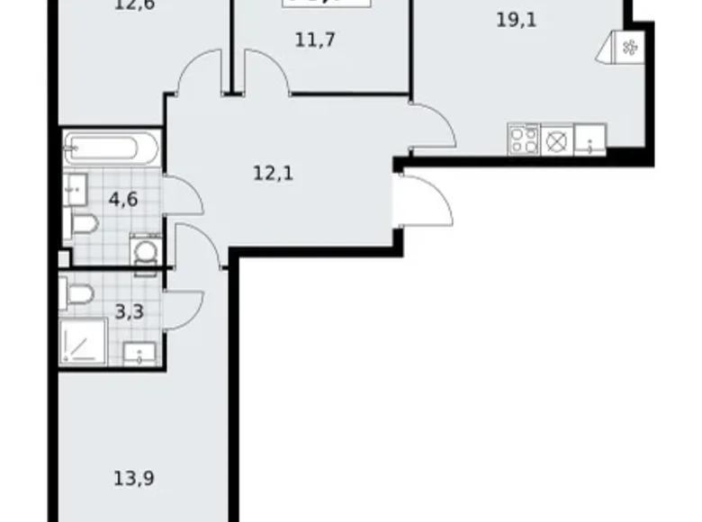 Apartamento 3 habitaciones 79 m² Troitsk, Rusia