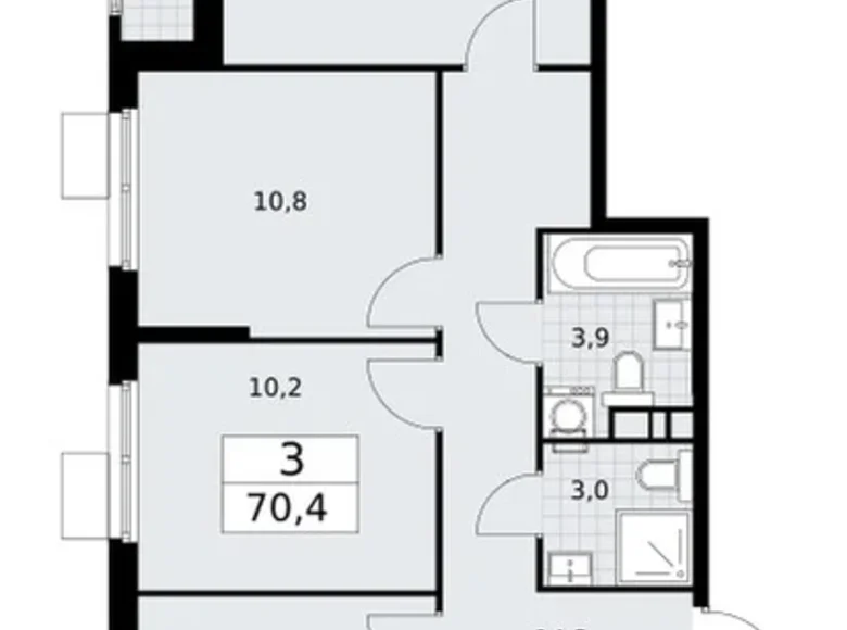 Apartamento 3 habitaciones 70 m² Vnukovo, Rusia