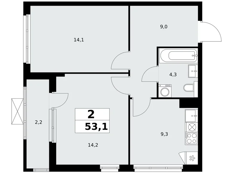 Apartamento 2 habitaciones 53 m² Kommunarka, Rusia